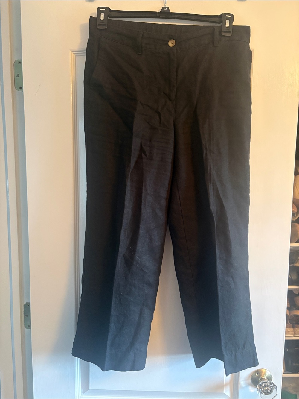 J. Jill Black Cropped 100%linen. Wide-Leg Pants